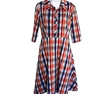 Jade Mackenzie Size S Blue & Red Multi Color Plaid A Line  Maxi Dress